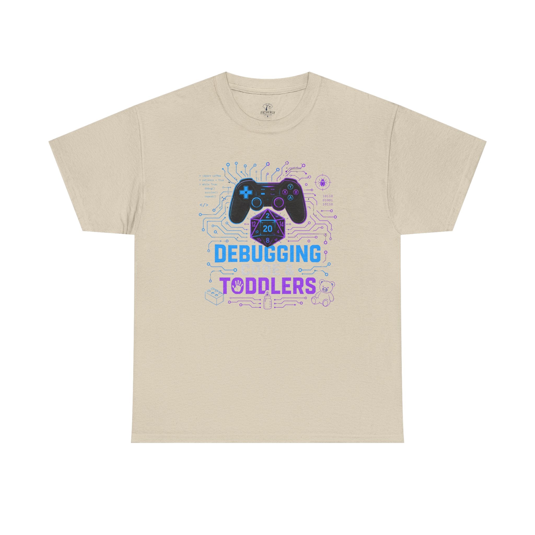 Gaming Programmer Dad Tee "Debugging Code & Toddlers" Graphic TShirt