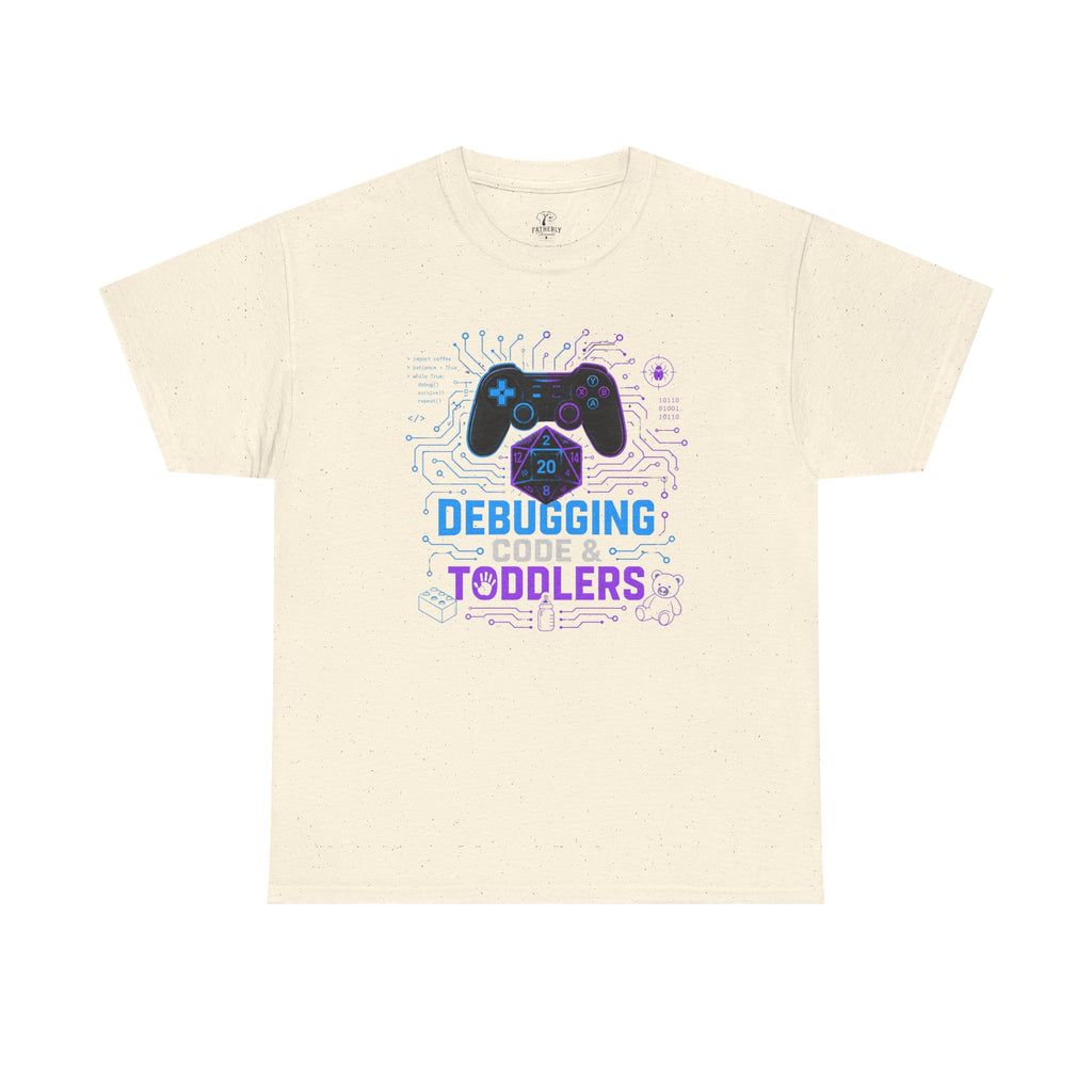 Gaming Programmer Dad Tee "Debugging Code & Toddlers" Graphic TShirt