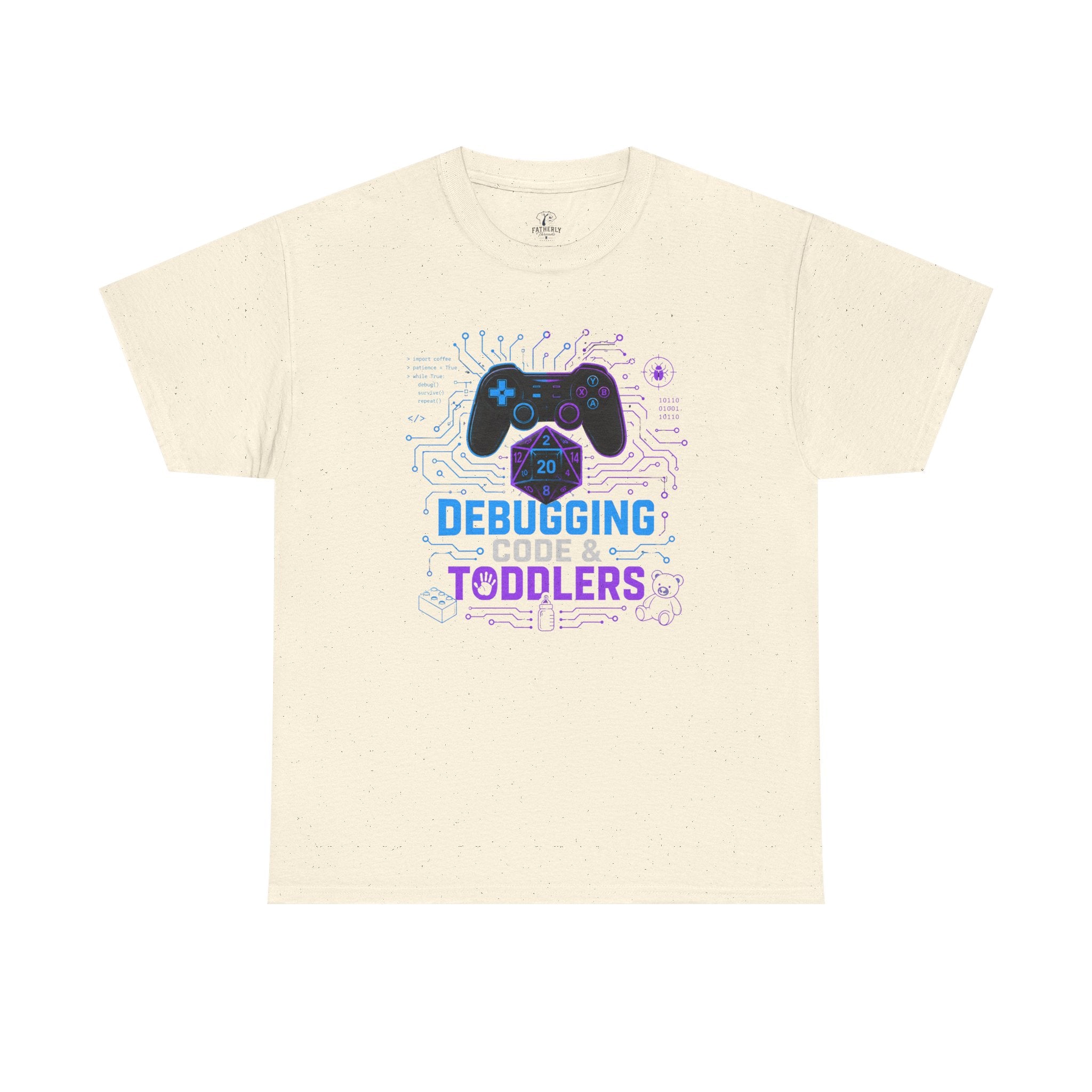 Gaming Programmer Dad Tee "Debugging Code & Toddlers" Graphic TShirt
