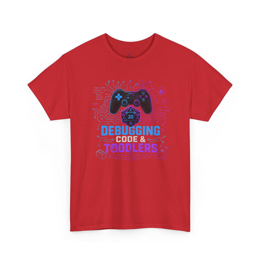 Gaming Programmer Dad Tee "Debugging Code & Toddlers" Graphic TShirt