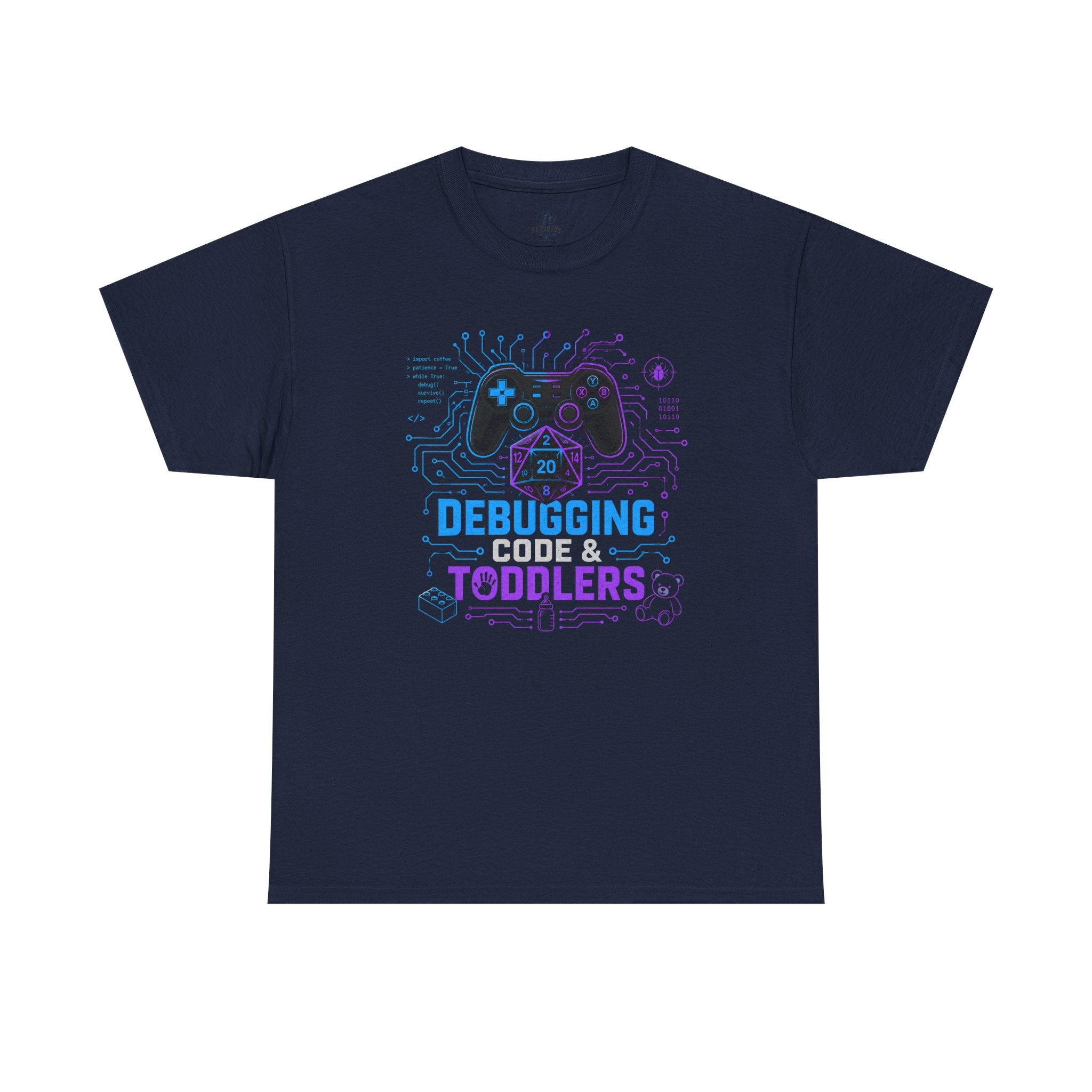 Gaming Programmer Dad Tee "Debugging Code & Toddlers" Graphic TShirt