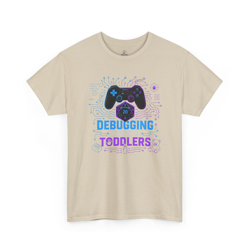 Gaming Programmer Dad Tee "Debugging Code & Toddlers" Graphic TShirt