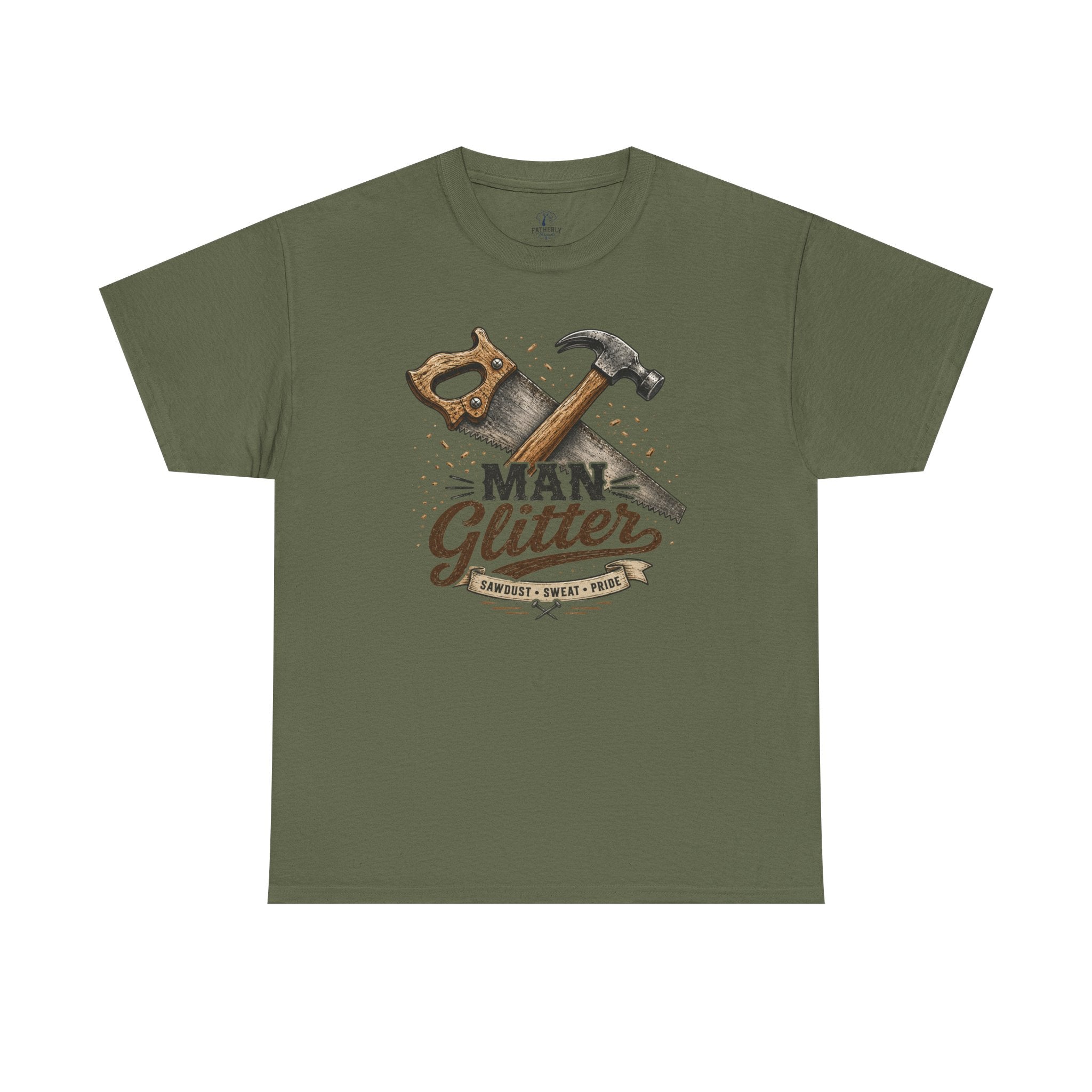 Man Glitter TShirt Funny Handyman Hammer & Saw Workshop Tee