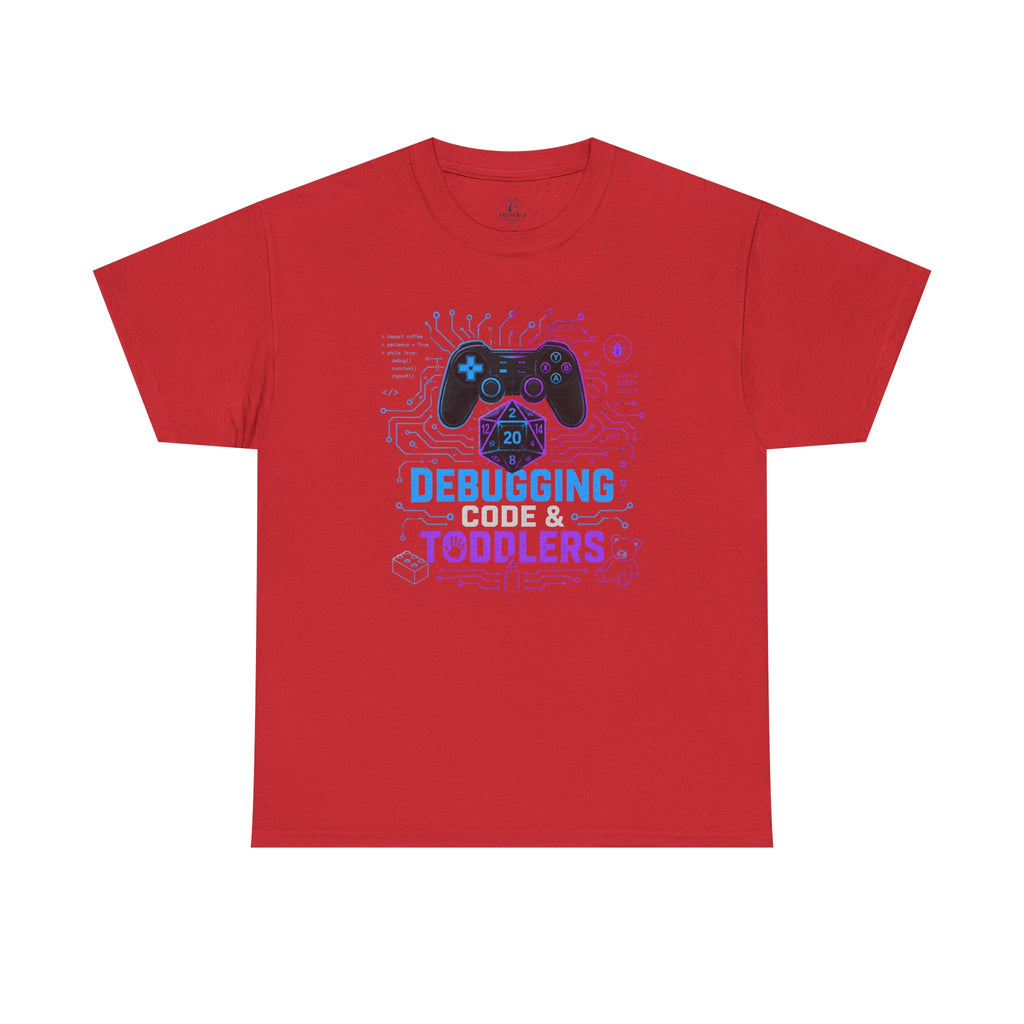 Gaming Programmer Dad Tee "Debugging Code & Toddlers" Graphic TShirt